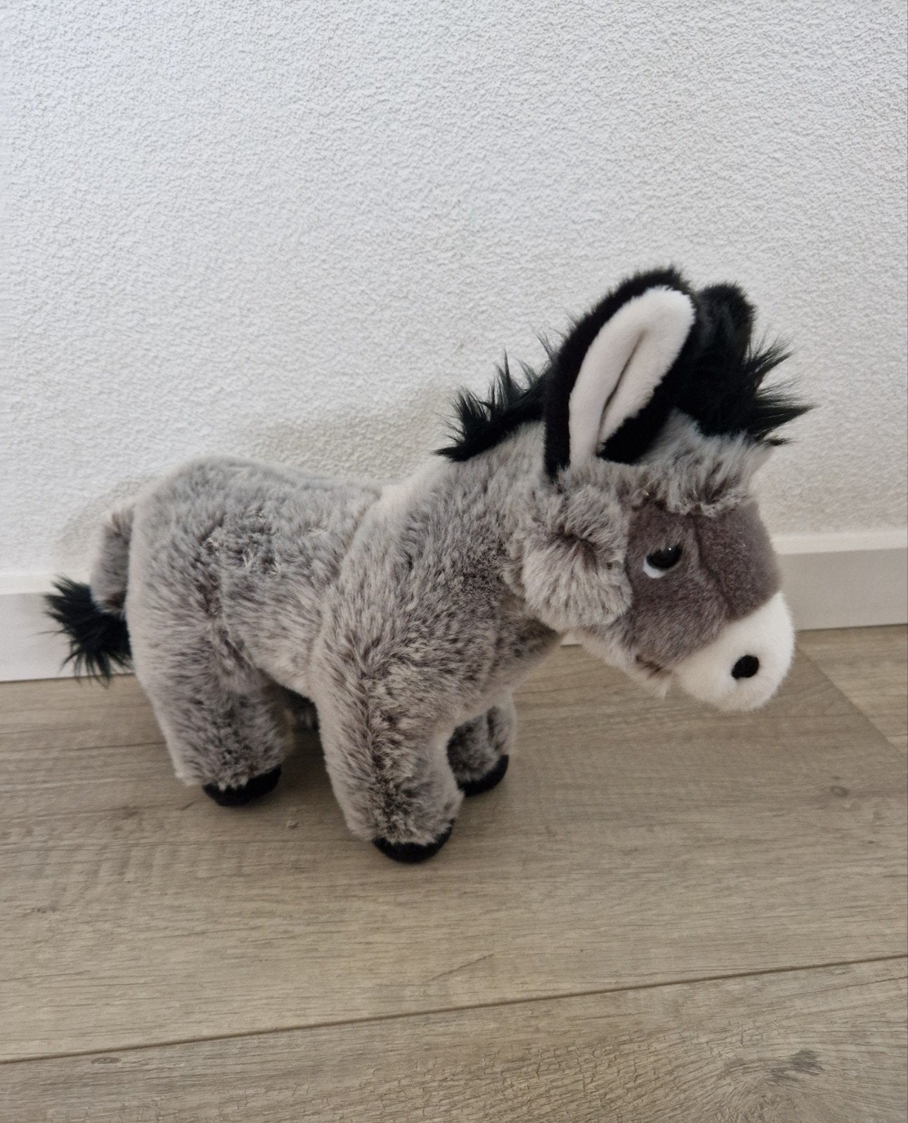 knuffel hermann teddy ezel plush pluche grijs, Ophalen of Verzenden, Zo goed als nieuw