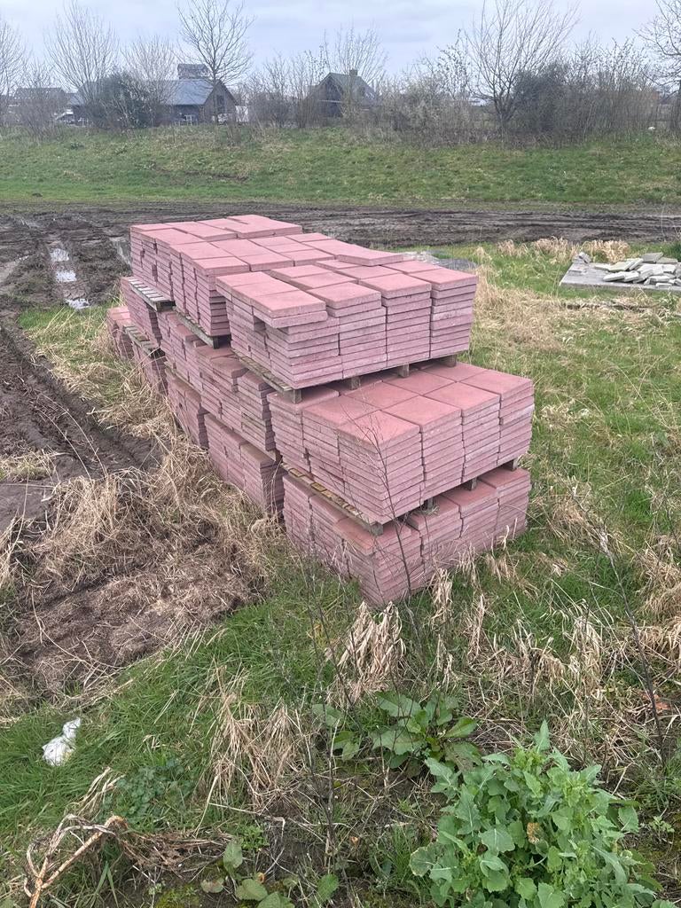 120m2 Betontegels 30x30x4,5cm rood, Ophalen, Gebruikt, 10 m² of meer, Beton