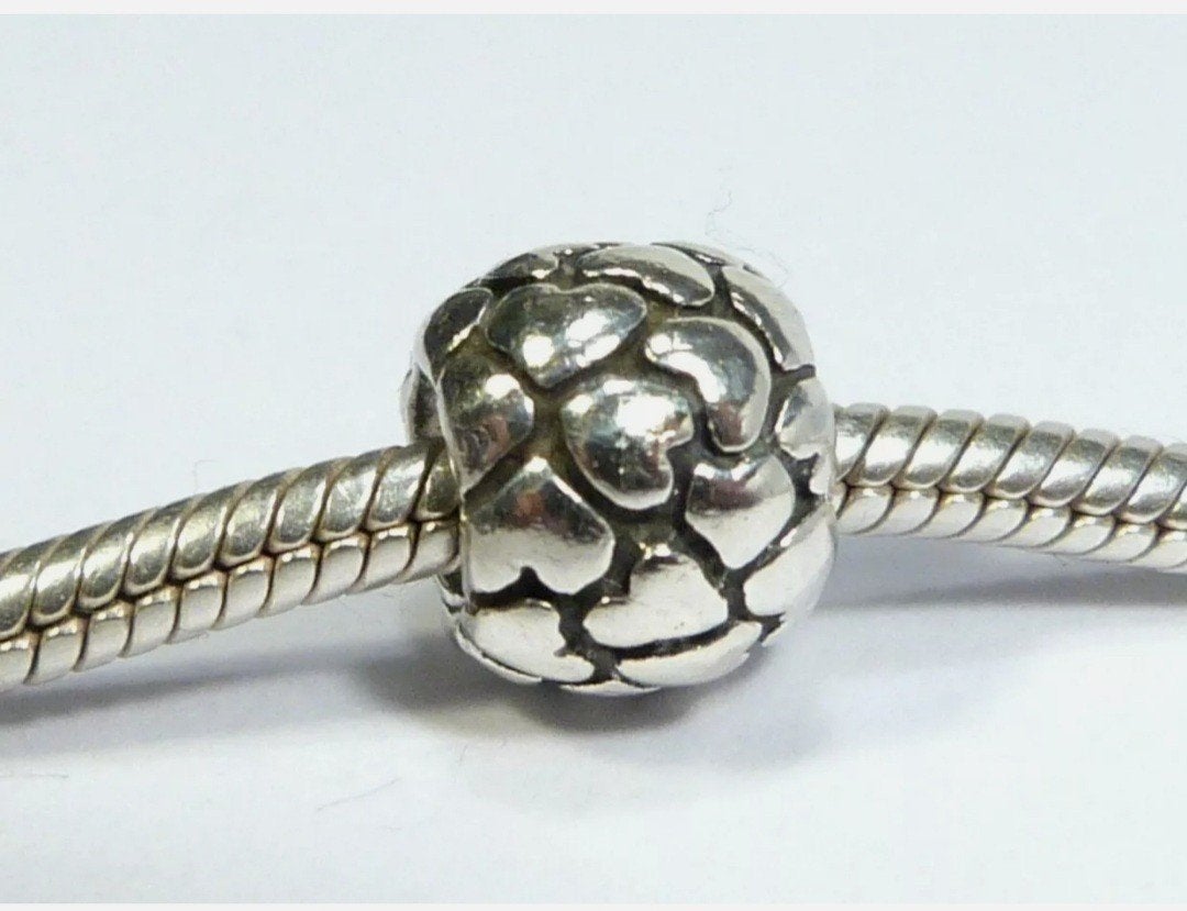ZILVEREN PANDORA BEDEL "HARTJES", Ophalen of Verzenden, Zo goed als nieuw, Zilver, Pandora