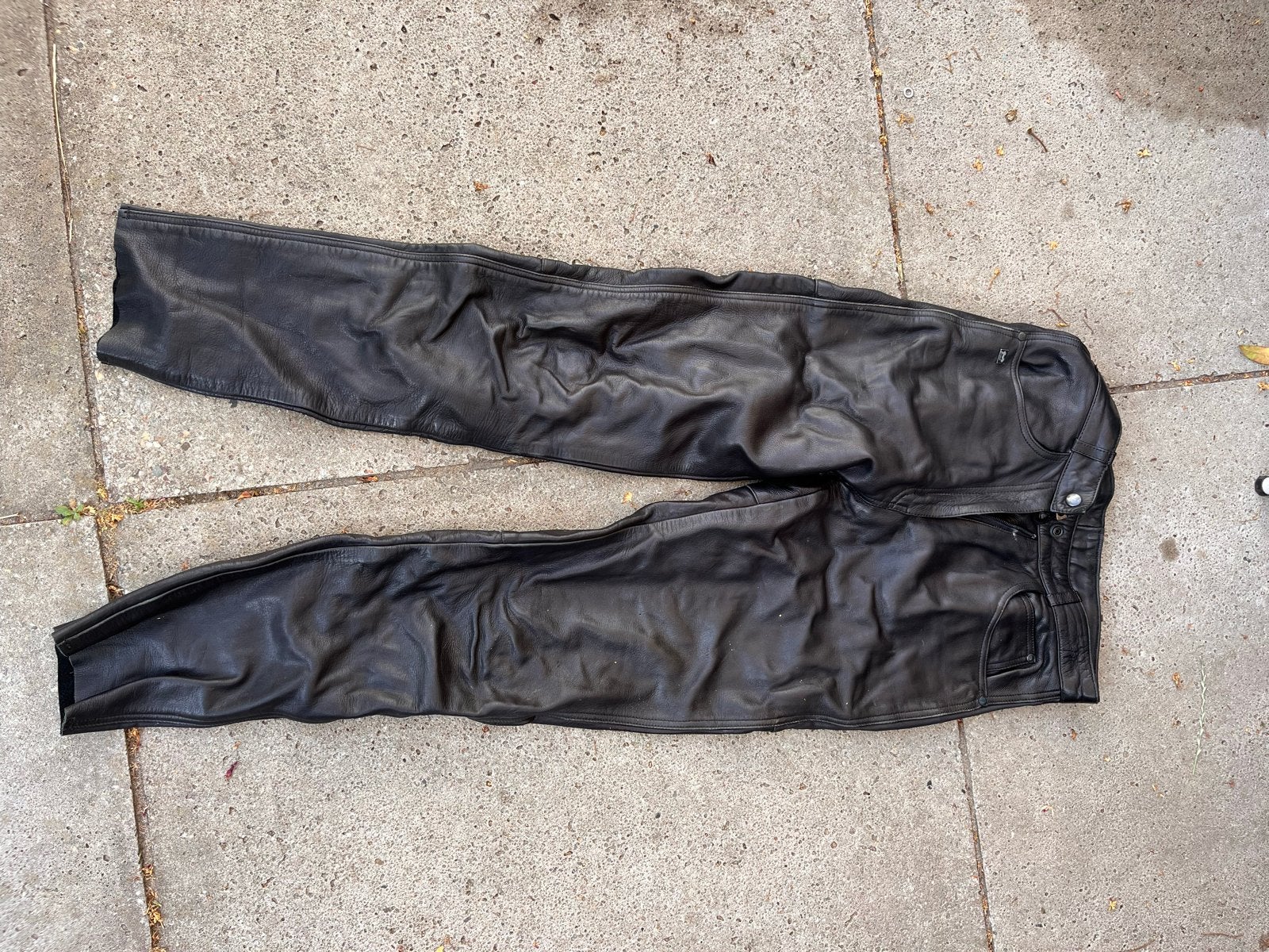 Motorbroek - Zwarte leer, maat 38, Motoren, Kleding | Motorkleding, Ophalen, Tweedehands, Broek | leer