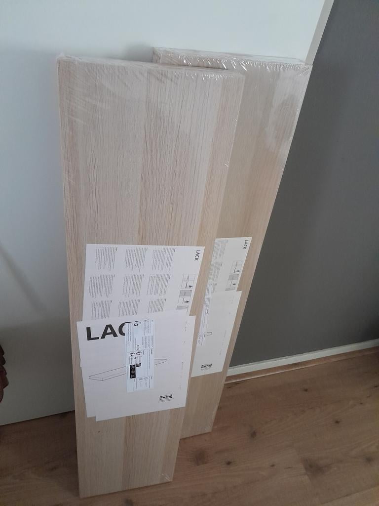 IKEA LACK wandplanken wit geglazuurd eikeneffect 110x26, Huis en Inrichting, Woonaccessoires | Wandplanken en Boekenplanken, Ophalen