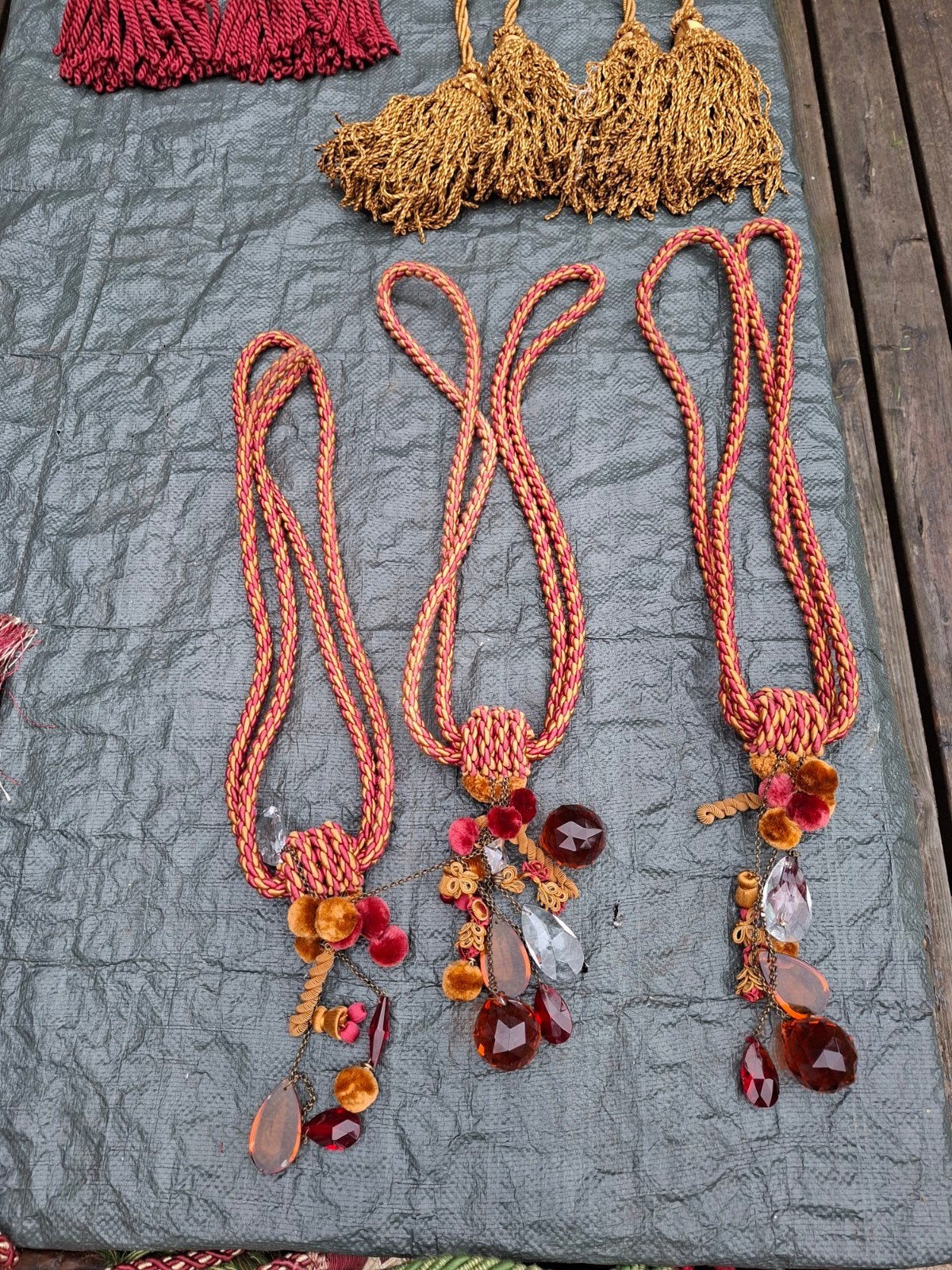 Paar luxe vintage gordijn-embrasses met kristal-look hangers, Ophalen of Verzenden
