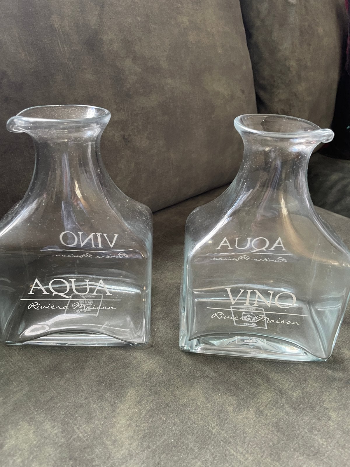 Riviera Maison Aqua & Vino Karaf Set, Ophalen of Verzenden, Gebruikt, Overige kleuren, Glas