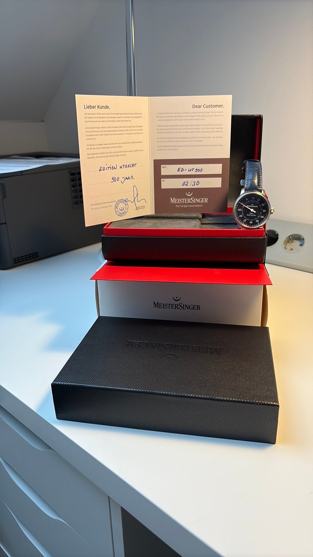 Unieke Meistersinger, Sieraden, Tassen en Uiterlijk, Horloges | Heren, Leer, Staal, Polshorloge, Zo goed als nieuw