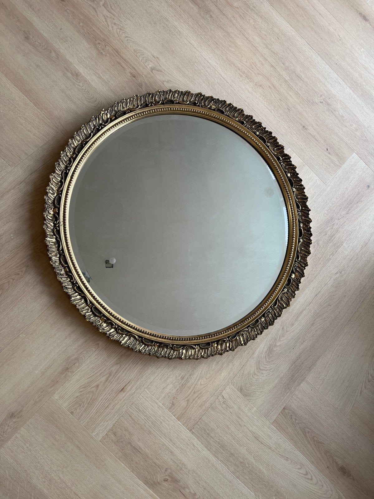 Vintage Gouden Spiegel 60x60 cm - Klassiek Design, Ophalen, Rond, 50 tot 100 cm, Minder dan 100 cm