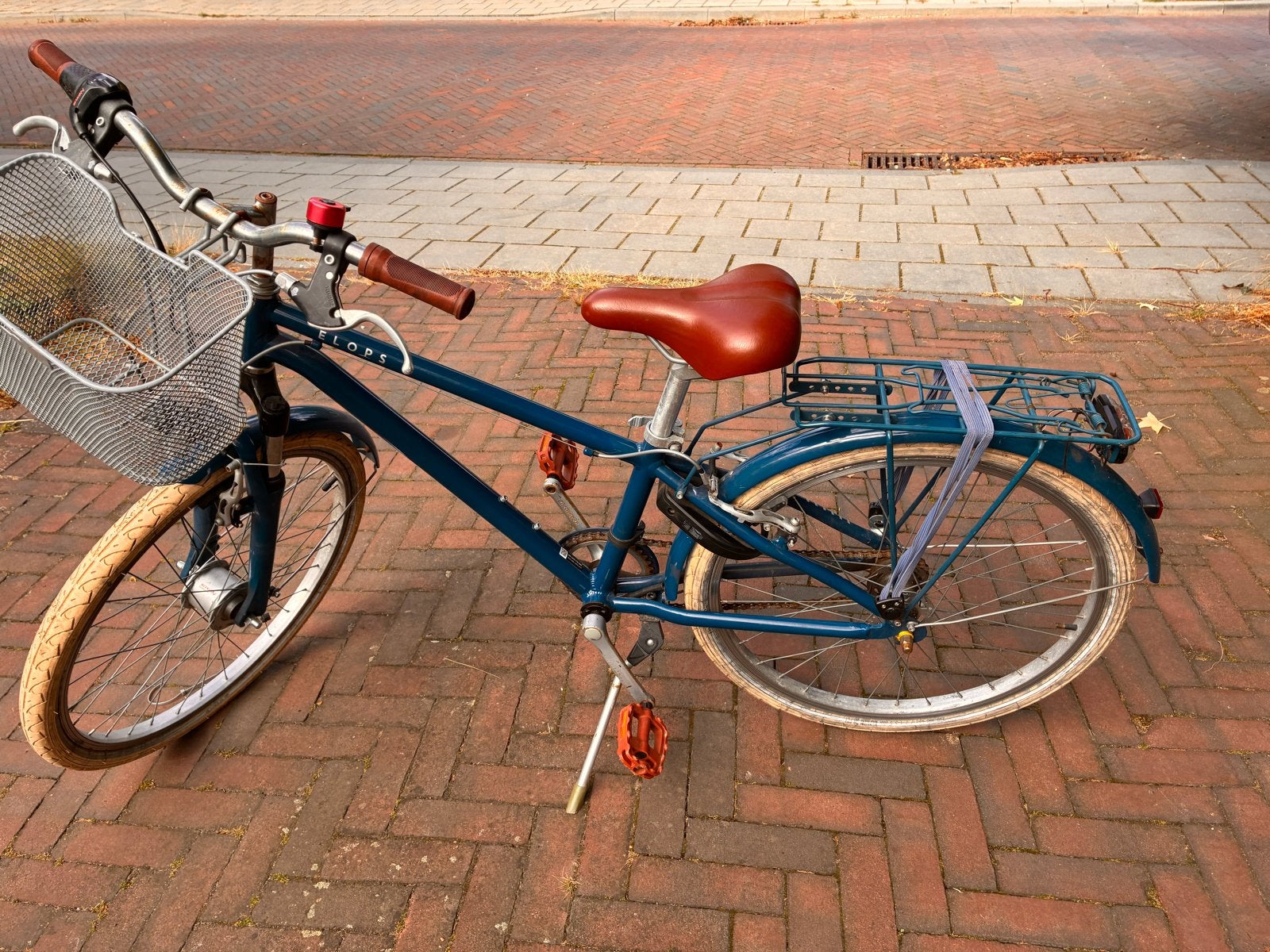 Elops 24” stadsfiets met 3 versnellingen, handrem en mand, Gebruikt, Velgrem, Versnellingen, 50 tot 53 cm