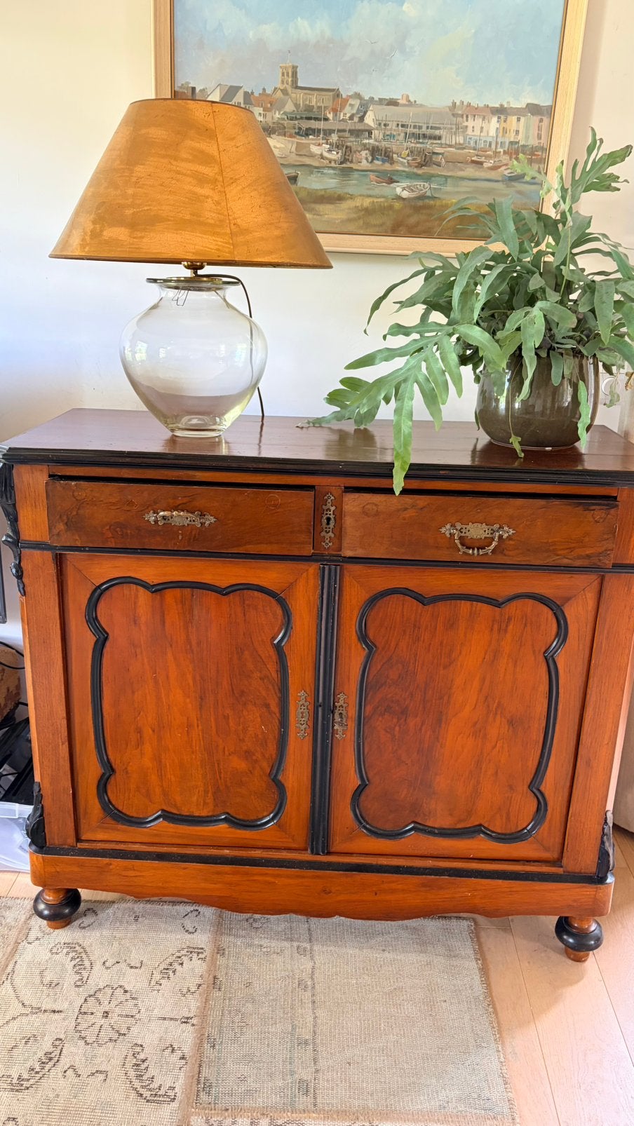 Mahonie Biedermeier/Willem III penantkast / commode, Ophalen