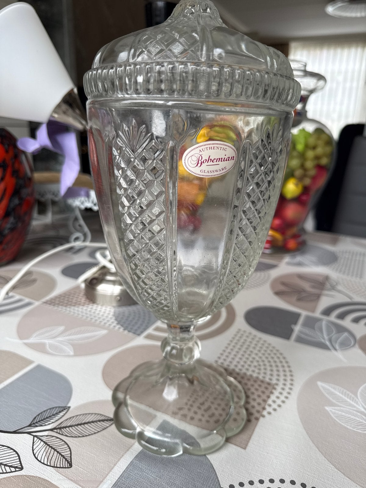 Authentieke Boheemse Glazen Pot met Deksel, Antiek en Kunst, Antiek | Glas en Kristal, Ophalen