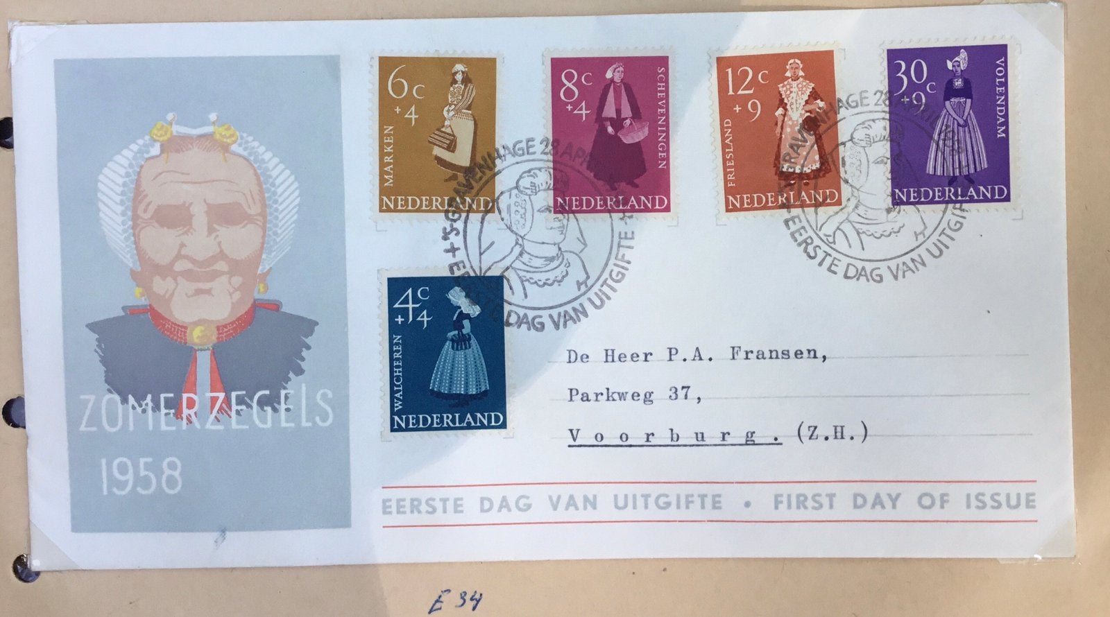 Eerste dag envelop kavel E14, Ophalen of Verzenden, Beschreven, Nederland