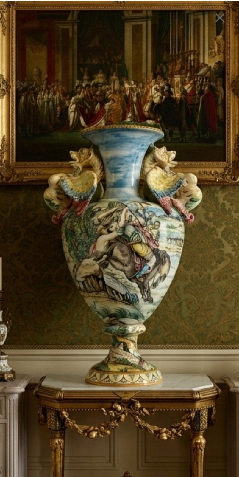 Zeldzame 1-meter Majolica Vaas A.R.C.A. - Meesterstuk, Antiek en Kunst, Ophalen
