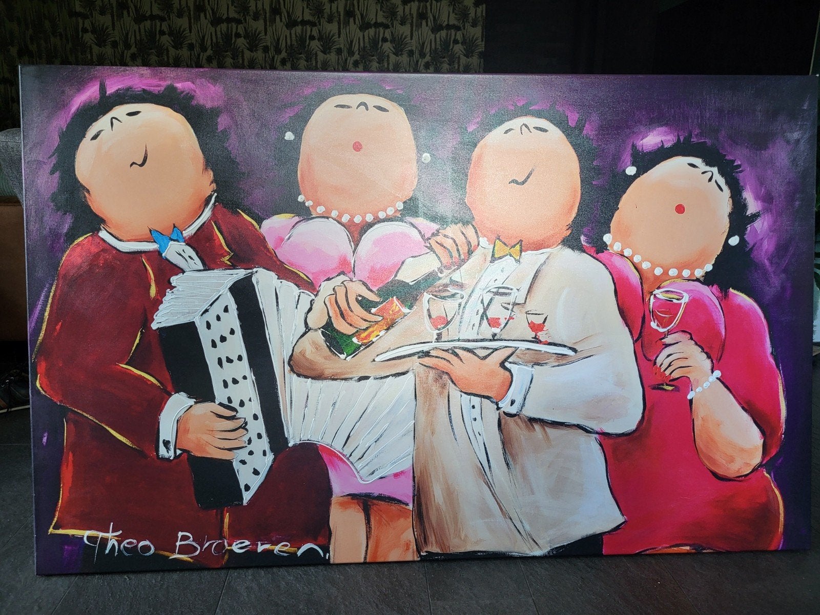 Grote, vrolijke Theo Broeren canvas reproductie (100x160 cm), Ophalen