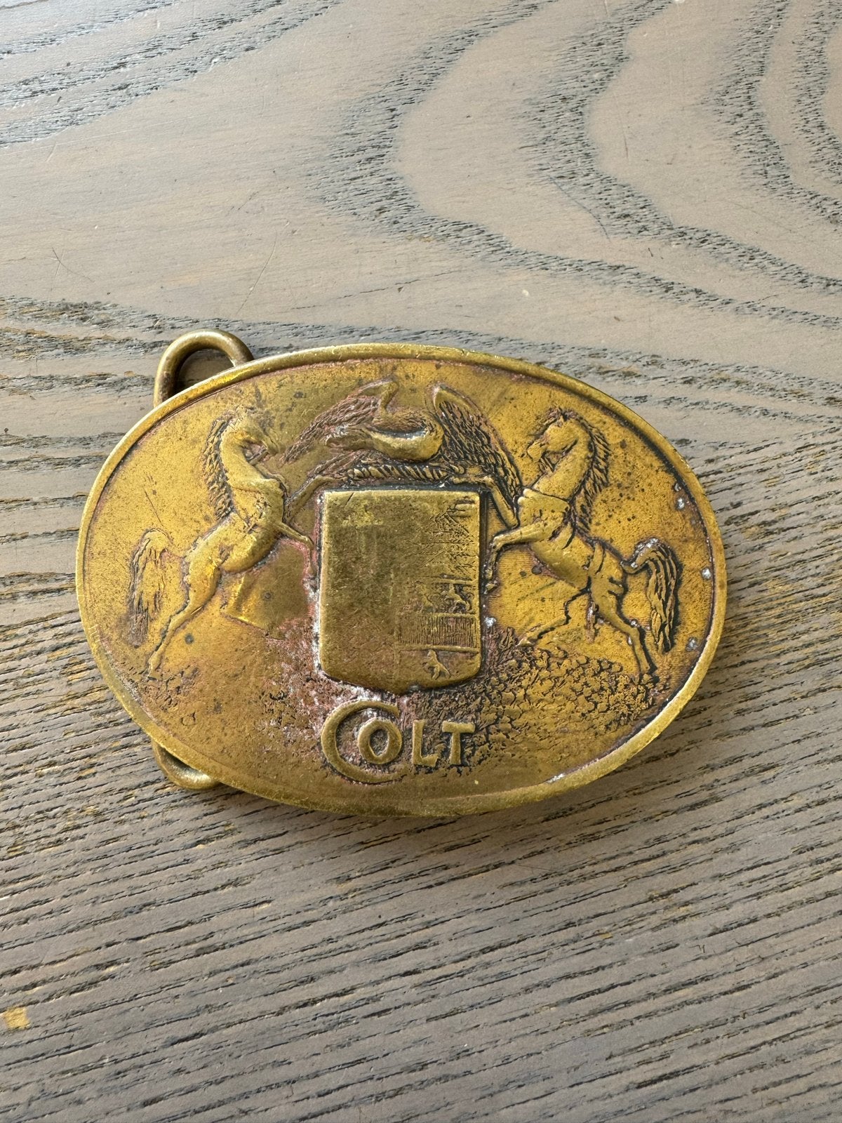 Vintage Colt gesp met paarden en adelaar, Antiek en Kunst, Ophalen of Verzenden