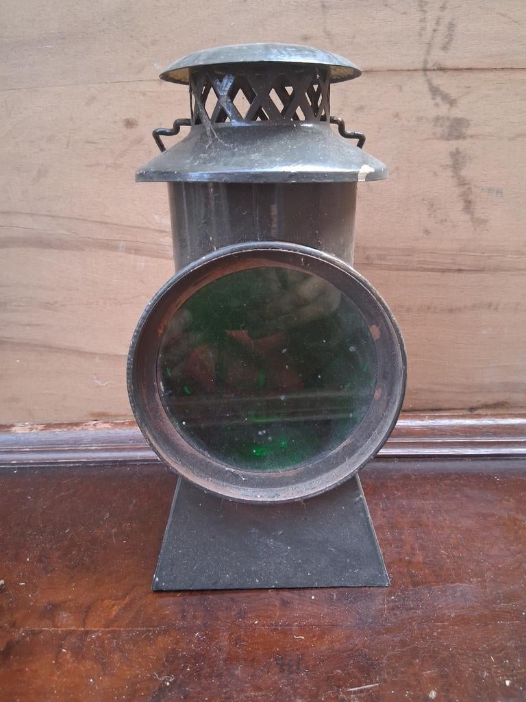 Draagbare olielamp stormlamp groen, Ophalen of Verzenden