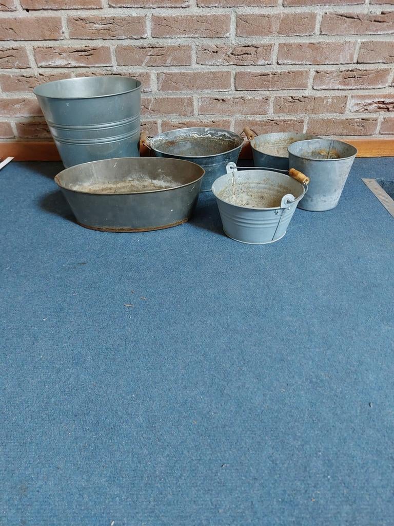 Zinken bakken & potten , landelijk, buiten, Ophalen, Rond, Metaal, Minder dan 30 cm