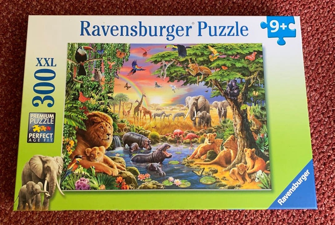 Ravensburger puzzel xxl 300 stukjes Dieren uit Afrika, Ophalen of Verzenden, Minder dan 500 stukjes, Zo goed als nieuw