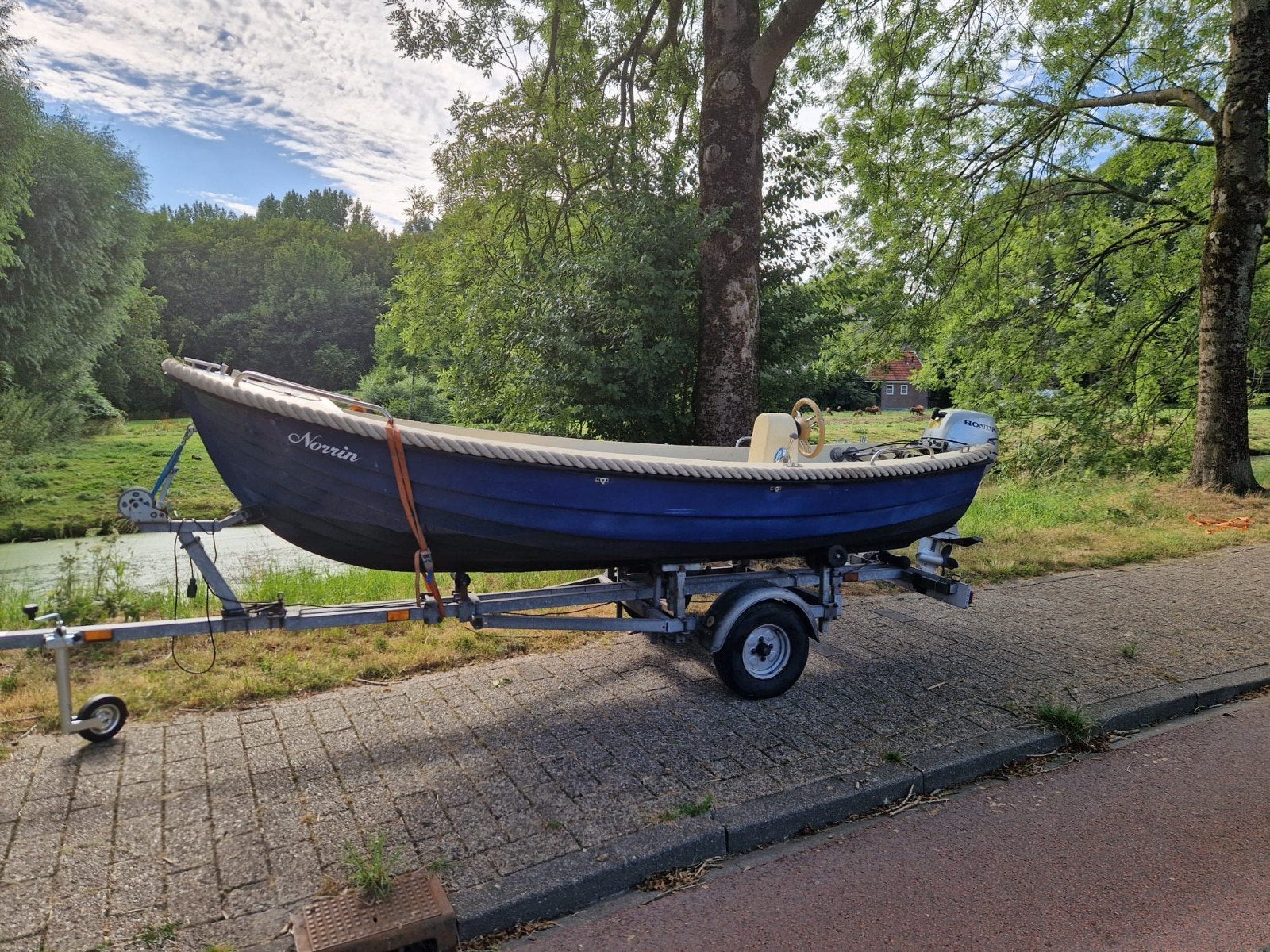 sloep inclusie boottrailer en Honda buitenboordmotor!, Ophalen, 5 tot 10 pk, Zo goed als nieuw, Benzine