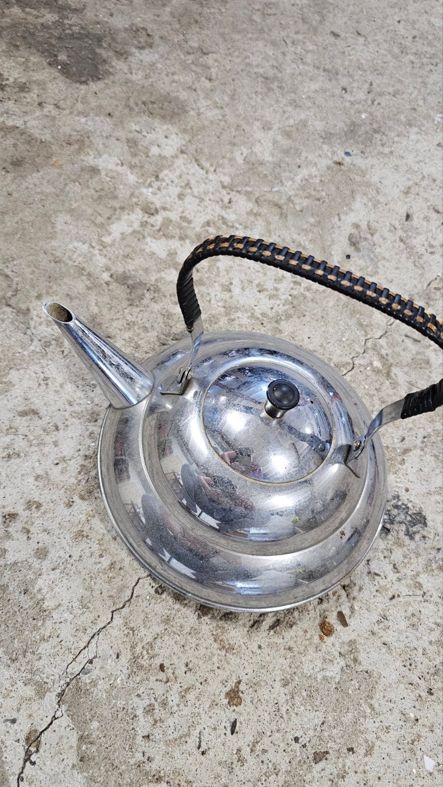 Vintage roestvrijstalen fluitketel, Theepot/fluitketel, Gebruikt, Zilver, Ophalen of Verzenden