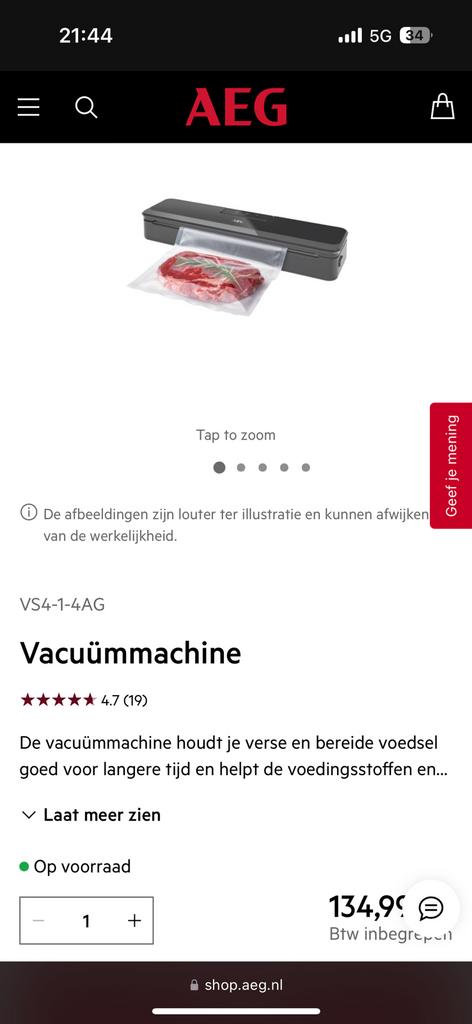 AEG vacuum seal machine, Ophalen of Verzenden