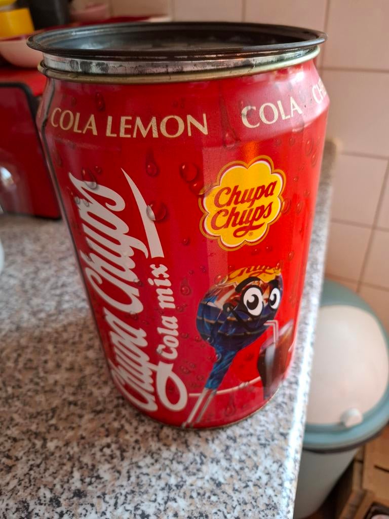 Groot en klein Chupa Chups blik - Cola Lemon/Mix, Verzamelen, Blikken, Ophalen of Verzenden