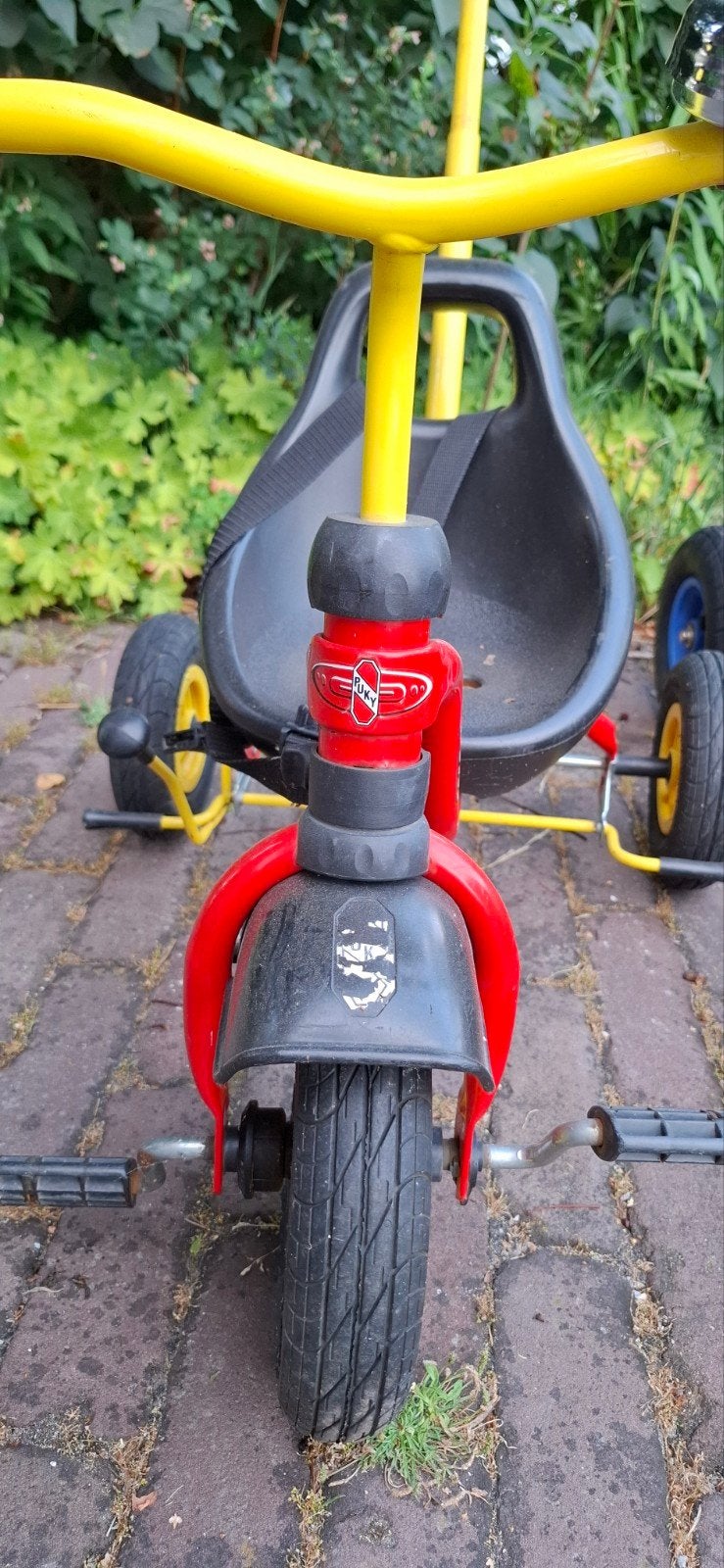 Puky driewieler met duwstang - rood/geel, Ophalen, Gebruikt, Trapvoertuig