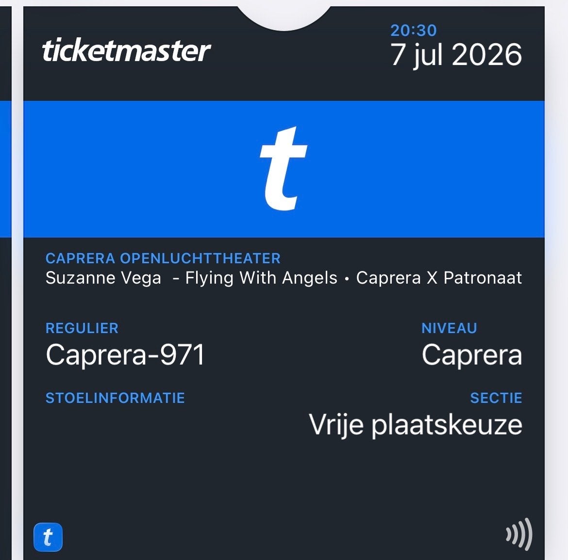 2 kaartjes Suzan Vega in Caprera dinsdag 7 juli, Tickets en Kaartjes, Twee personen, Juli