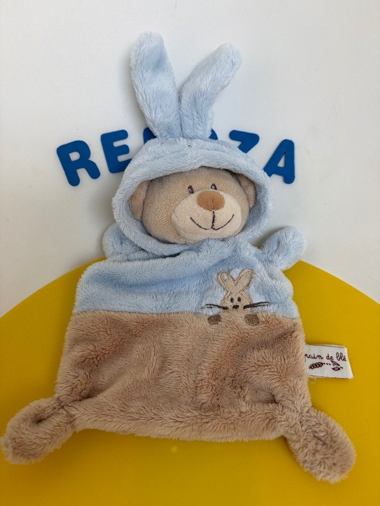 K3011 Grain de ble nicotoy doekje beer in blauw pakje, Kinderen en Baby's, Ophalen of Verzenden, Zo goed als nieuw, Overige typen