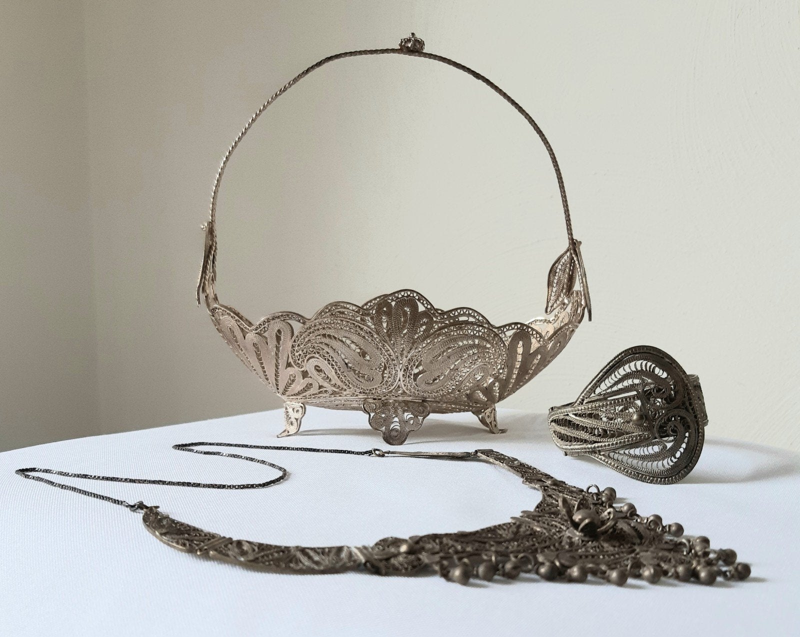 Filigrain Mandje, Collier en Armband, Ophalen of Verzenden