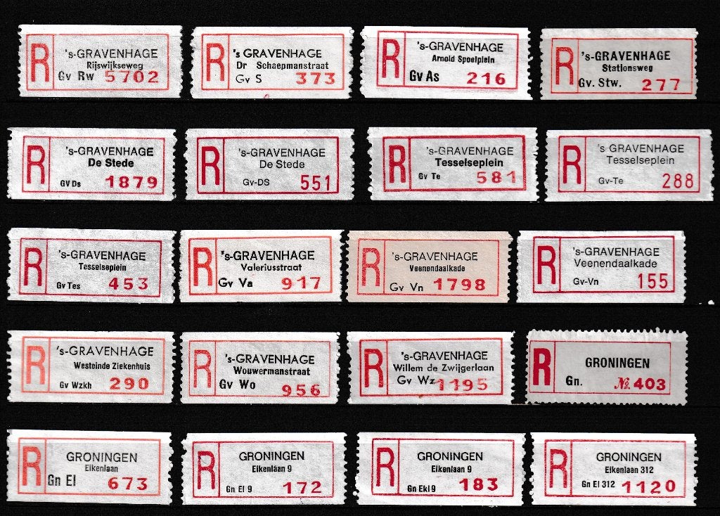 80 Verschillende Aantekenstrookjes  (15), Verzenden, Na 1940, Gestempeld