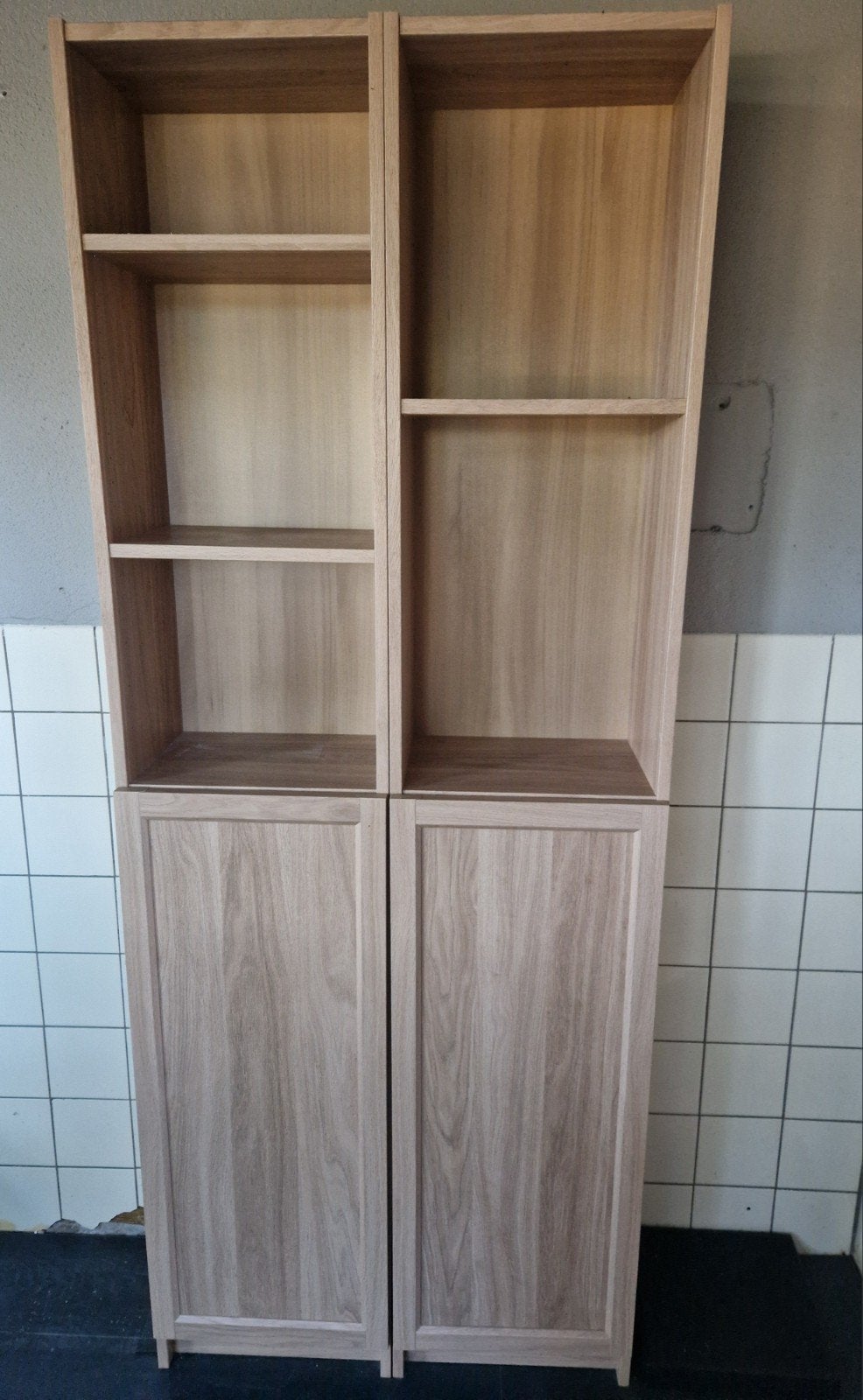IKEA BILLY / OXBERG Boekenkast met deuren, eikenpatroon, Ophalen, Met deur(en), 200 cm of meer, 50 tot 100 cm