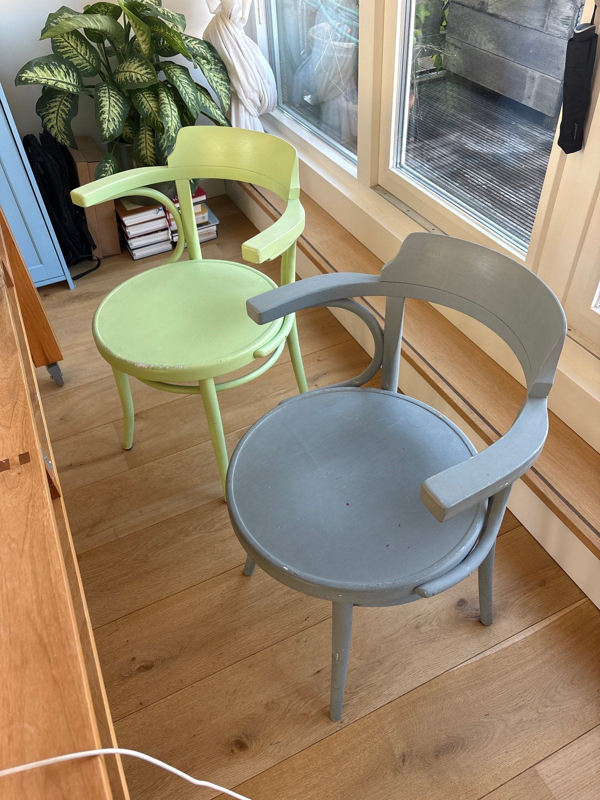 4 geverfde barstoelen, Ophalen, Gebruikt, Overige kleuren, Vier