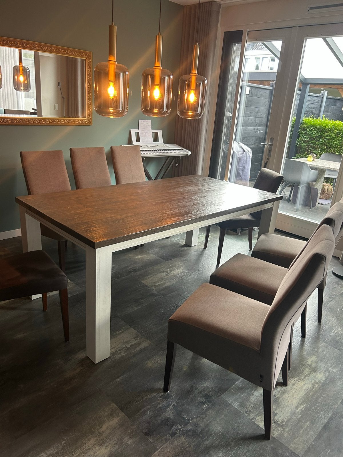 Mooie eettafel 190x90 cm met optioneel 6 of 8 stoelen, Ophalen, Gebruikt, 50 tot 100 cm, Vijf personen of meer