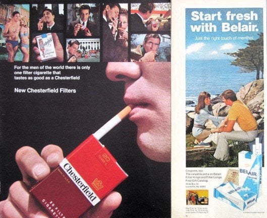 19 vintage advertenties reclames sigaretten 67-81 sigaret, Ophalen of Verzenden, Gebruikt, Sigarenbandjes