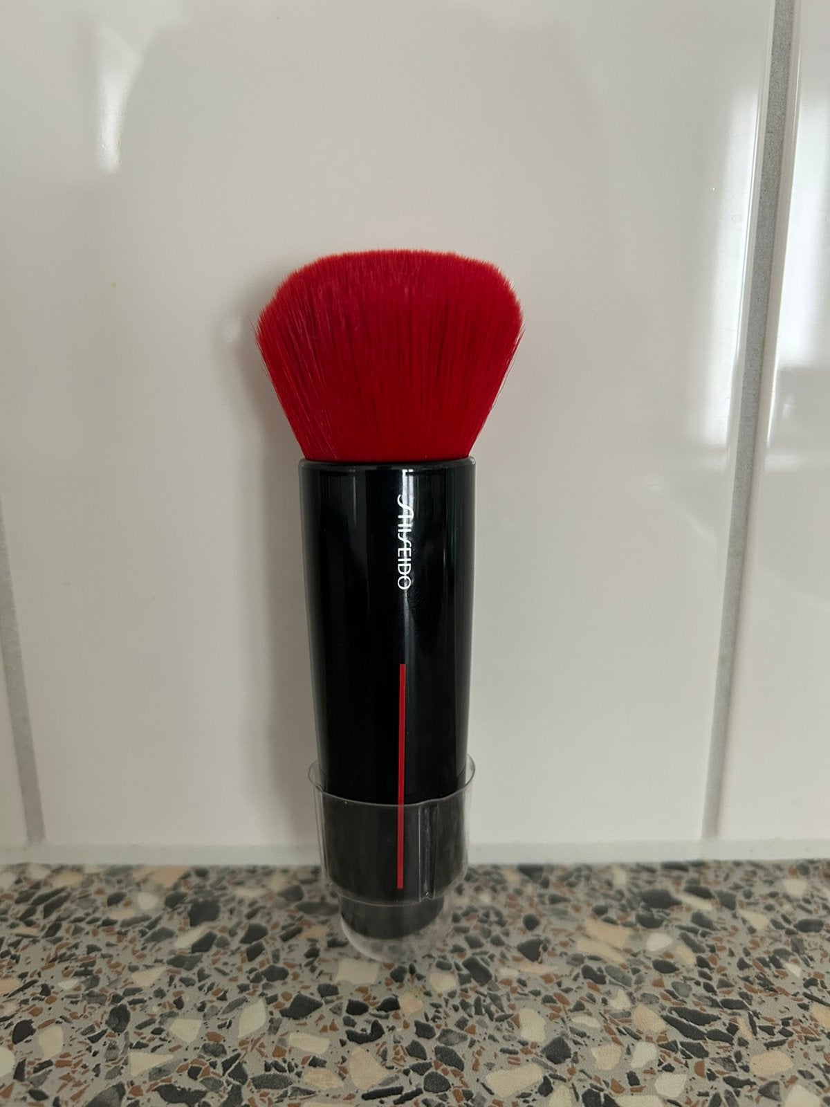 Shisheido foundation kwast penseel DAIYA FUDE FACE DUO BRUSH, Ophalen of Verzenden, Zo goed als nieuw, Zwart, Gehele gezicht