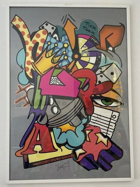 Vintage ikea street art poster met lijst, Ophalen, Foto of Poster, Minder dan 50 cm