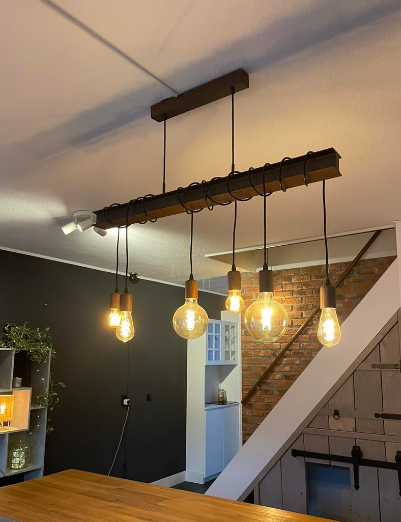 Industrial hanglamp brown rusty look, Ophalen of Verzenden, Zo goed als nieuw, Metaal