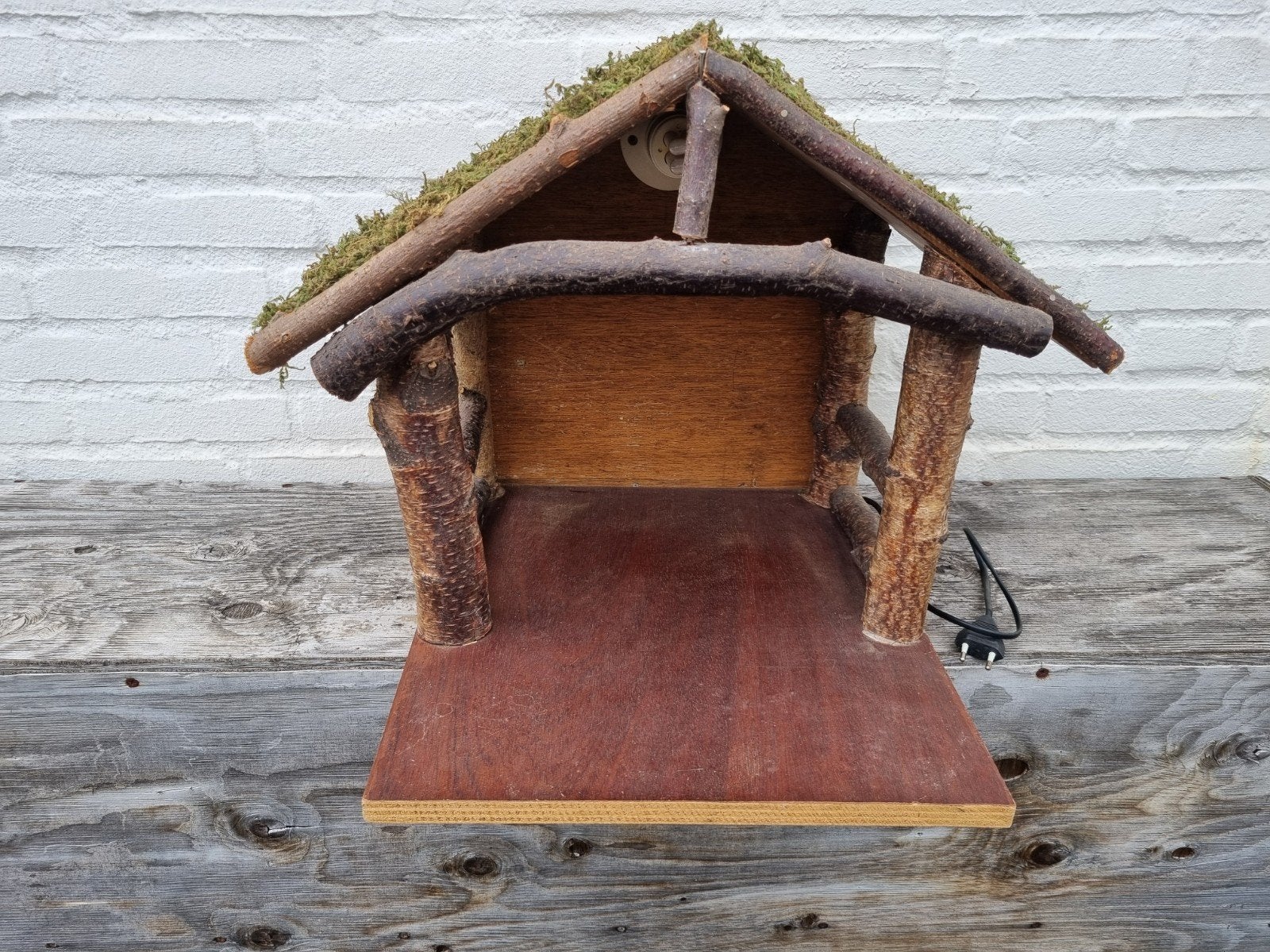 Kersstal van hout met mos bekleed / handgemaakt, Diversen, Kerst, Ophalen, Gebruikt