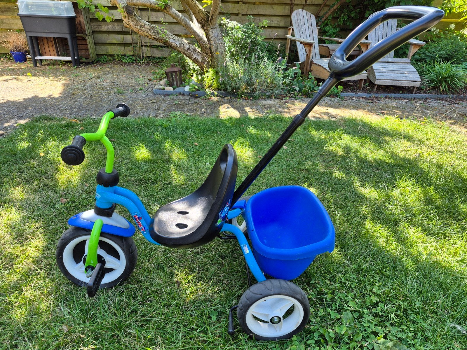 Peuterfietsje met duwstang en bakje - Puky Fitsch, Ophalen, Minder dan 16 inch