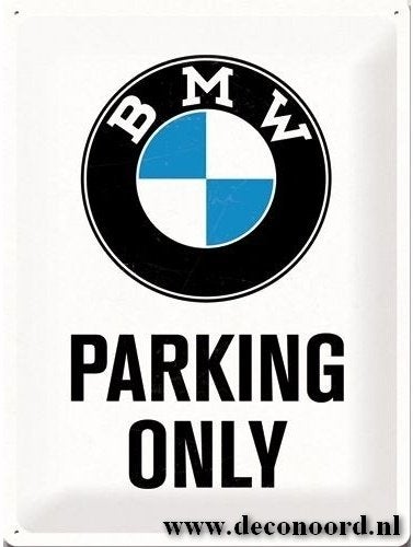 BMW parking only relief reclamebord van metaal wandbord deco, Ophalen of Verzenden, Nieuw, Auto's