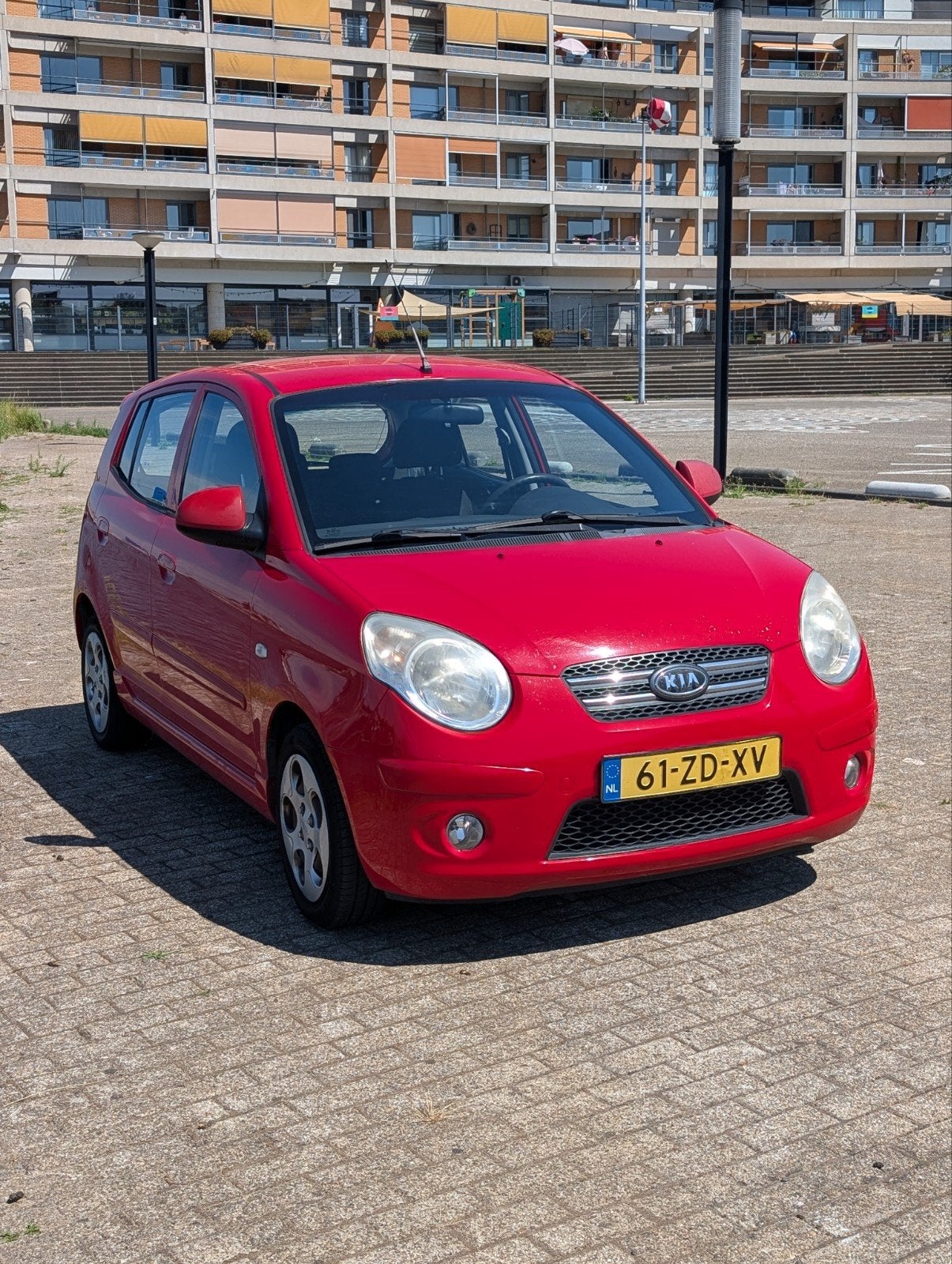 Kia Picanto 1.1 48KW 2008 Rood |5 deurs| Airconditioning |, Stof, 836 kg, Zwart, 4 cilinders