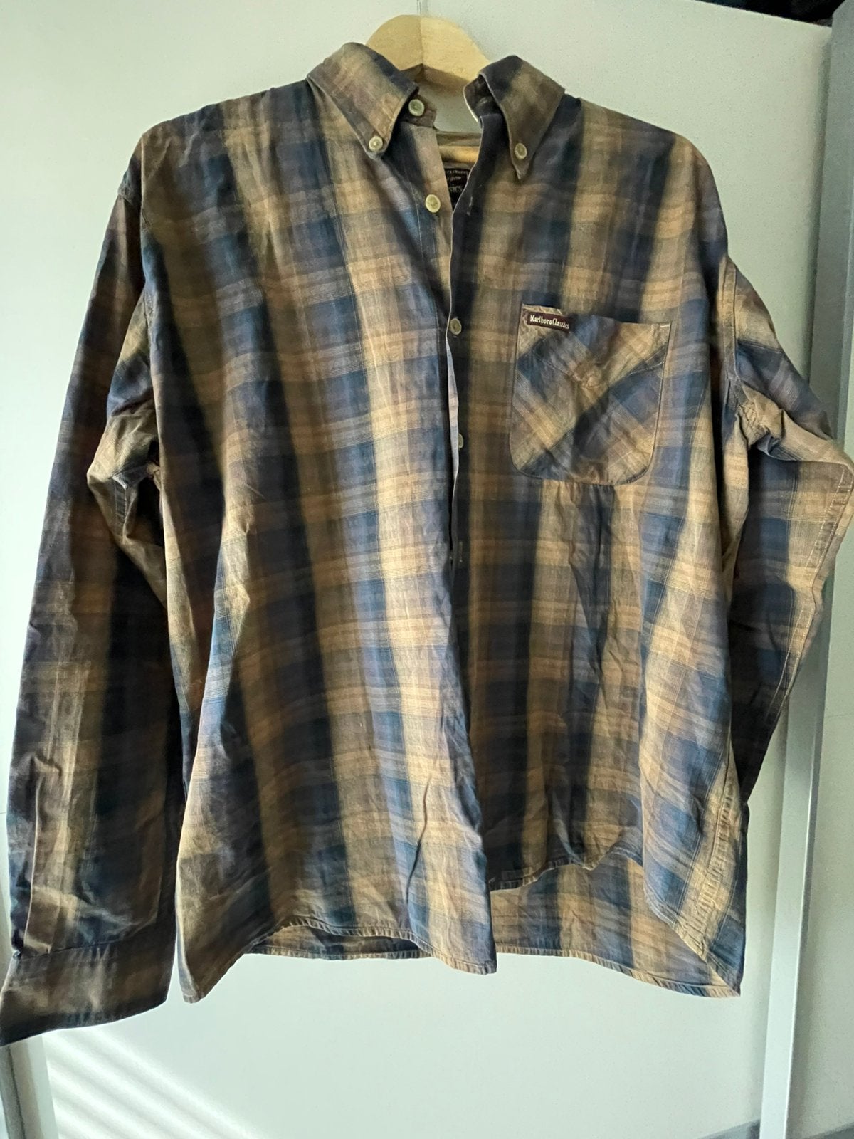 Marlboro Classic blouse overhemd ruime L, Ophalen of Verzenden, Zo goed als nieuw, Bruin, Halswijdte 39/40 (M)
