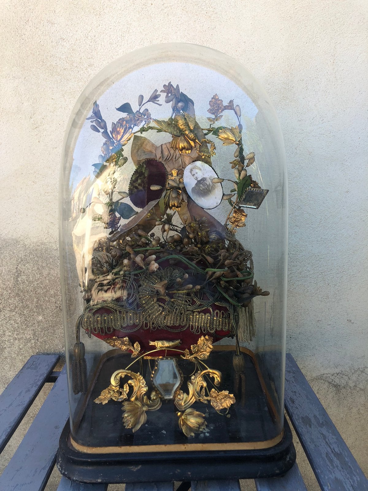 Antieke brocantw bruidsstoel, Antiek en Kunst, Ophalen of Verzenden