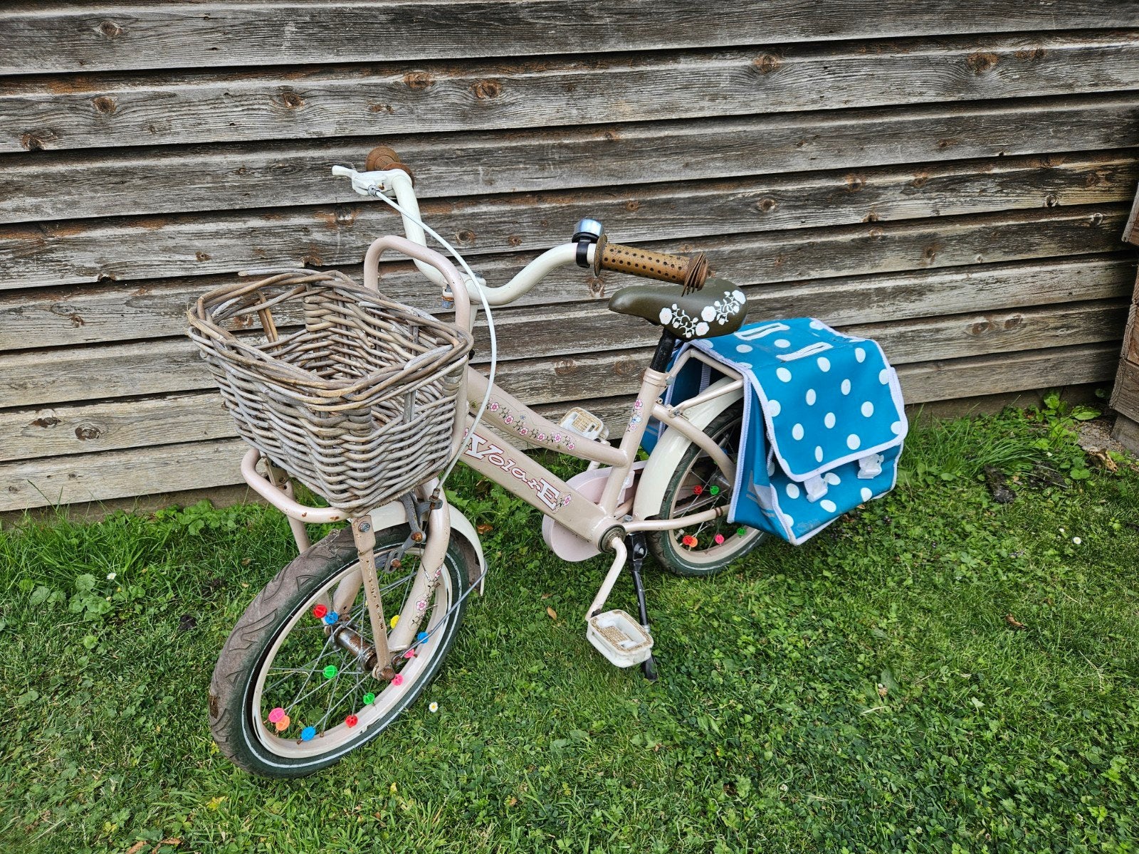 Kinderfiets met mandje en fietstassen, Ophalen of Verzenden, Gebruikt, Minder dan 16 inch
