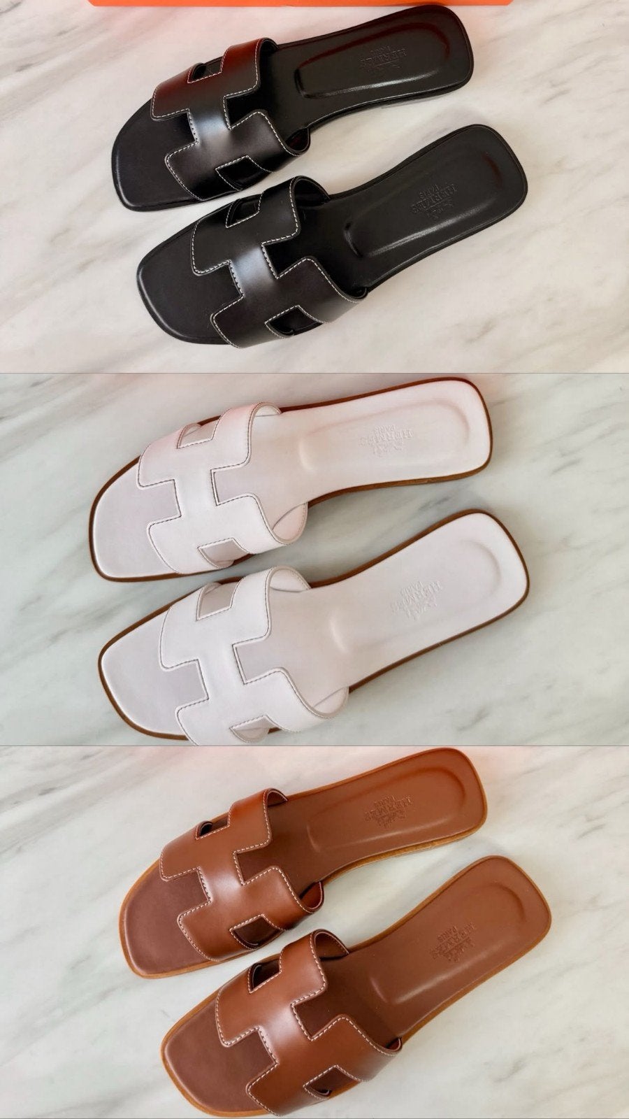 Hermès Oran Sandals – Wit Zwart Bruin – Maat 36 t/m 40, Hermes, Ophalen of Verzenden, Slippers