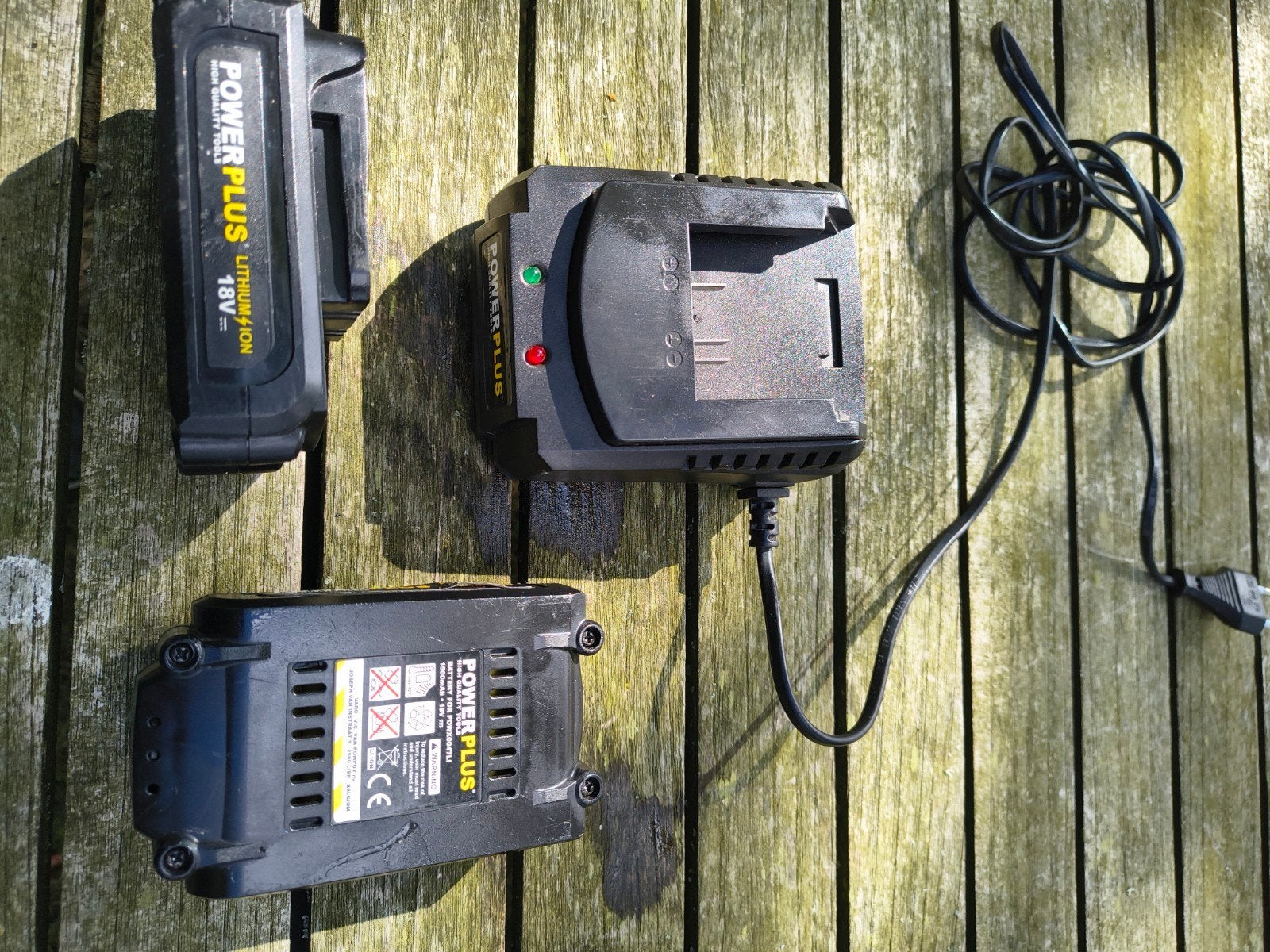 PowerPlus 18V Accu 2x en Oplader Set - POWX0047LI, Ophalen, Gebruikt