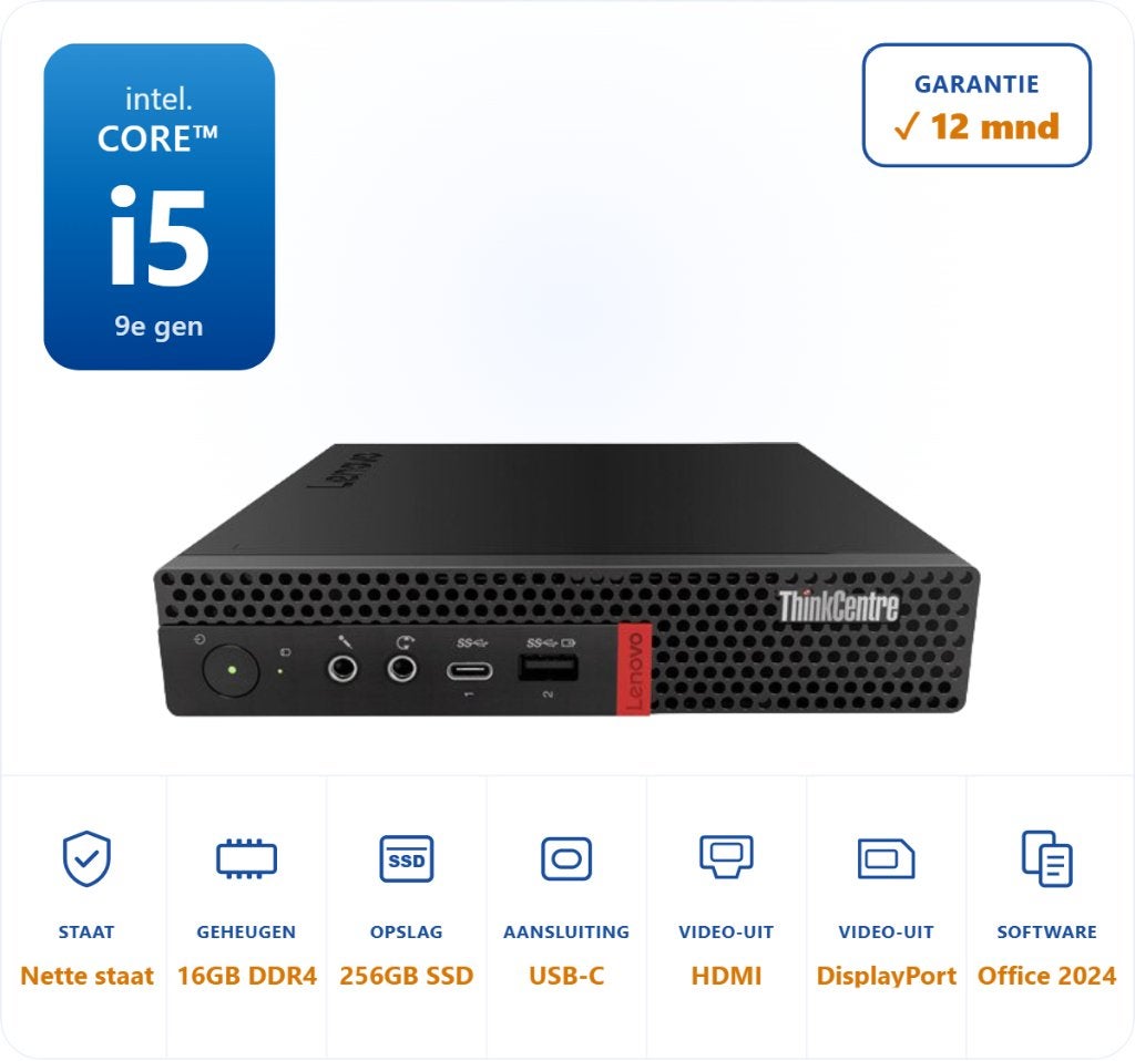 Lenovo M720Q Tiny i5-9500T 3.7GHz 16GB 266GB SSD Office 24, 256 GB, ., Ophalen of Verzenden, Zo goed als nieuw