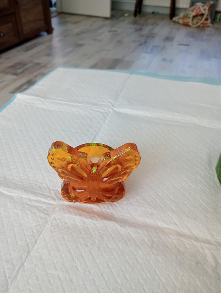 Waxinelichthouder van epoxy vlinder, Ophalen of Verzenden, Overige materialen, Minder dan 25 cm