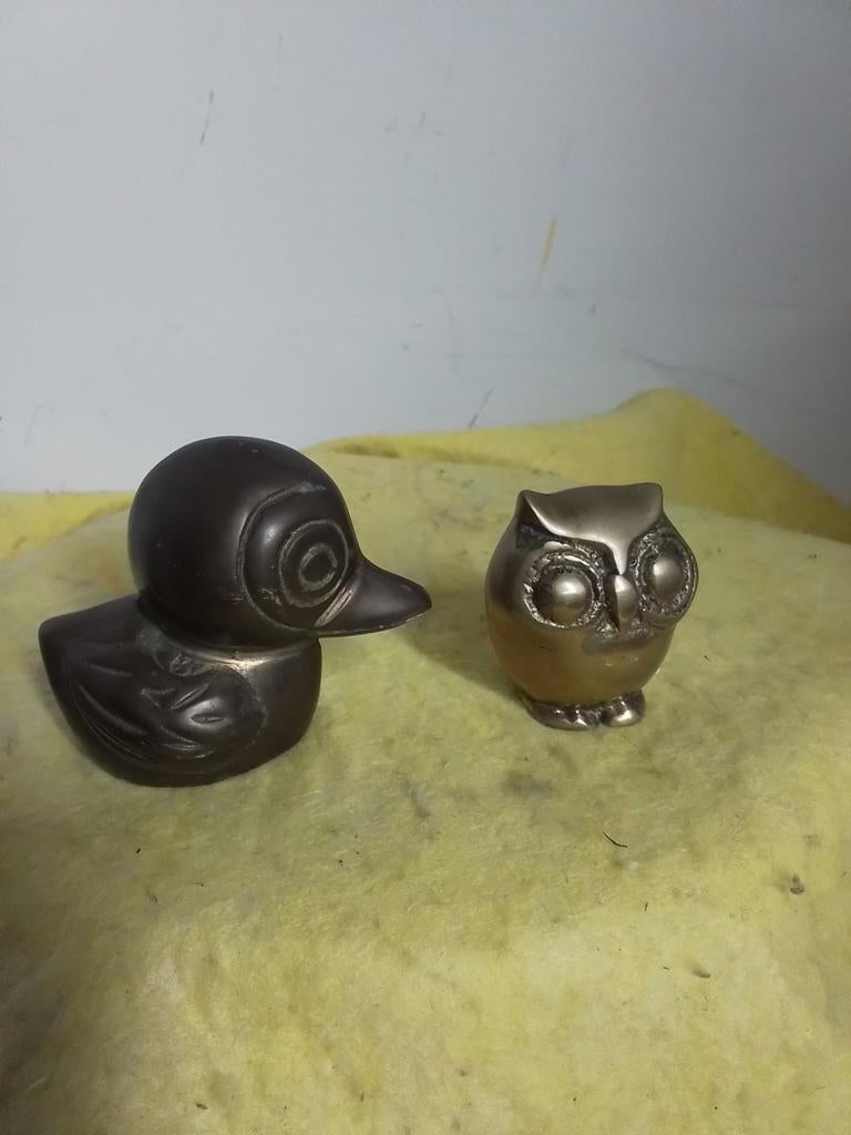 14835) mooi messing eend/uil, Antiek en Kunst, Ophalen of Verzenden