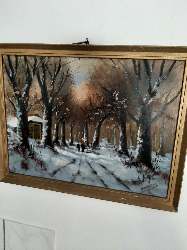 KLASSIEK SCHILDERIJ VAN H HERMANS, Antiek en Kunst, Kunst | Schilderijen | Klassiek, Ophalen of Verzenden