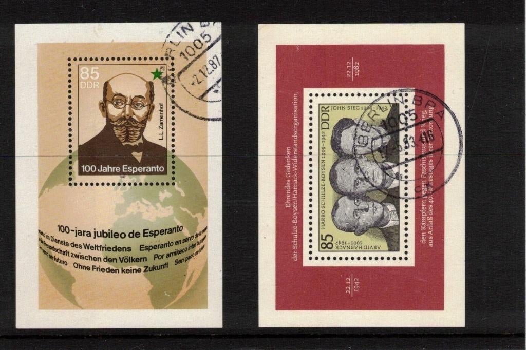 DDR - 2 Blokjes Gestempeld, Postzegels en Munten, Ophalen of Verzenden, DDR, Gestempeld