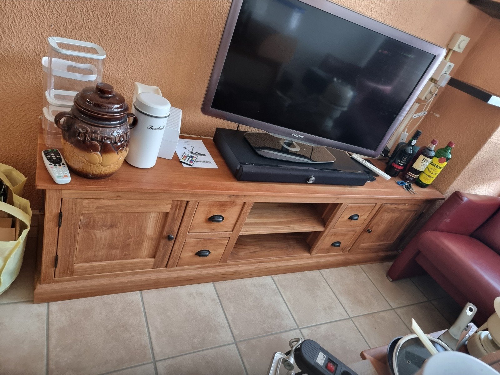 TV meubel hout, Huis en Inrichting, Ophalen, Gebruikt, 150 tot 200 cm, Minder dan 100 cm
